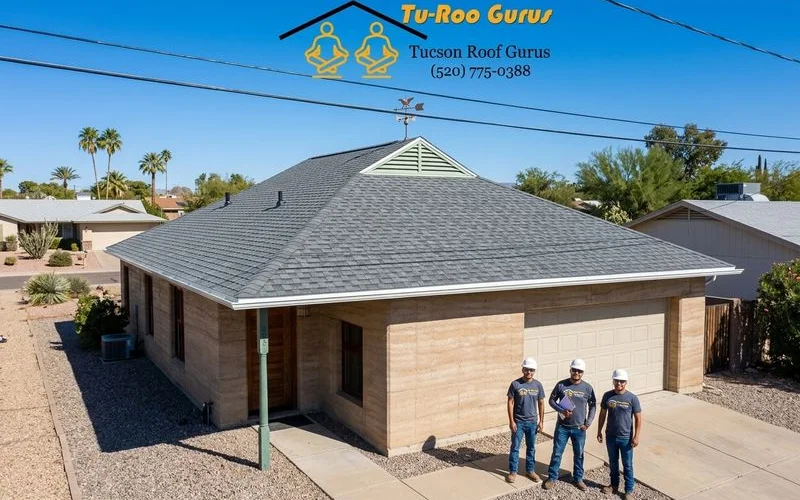 Completed high-performance shingle roof on a Tucson home